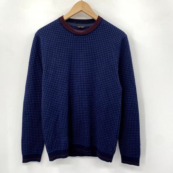 Ted baker Blue patterned wool blend sweater - Picture 2 of 5